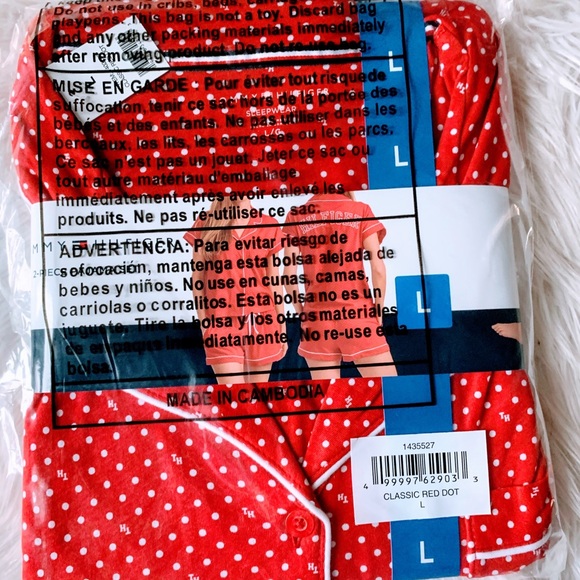 Tommy Hilfiger Red Pajama Set Short PJ Polka Dots - Picture 9 of 14